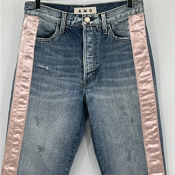 AMO Loverboy Ribbon Button Fly Cotton Cropped Jeans - Size 26 - Picture 4 of 9